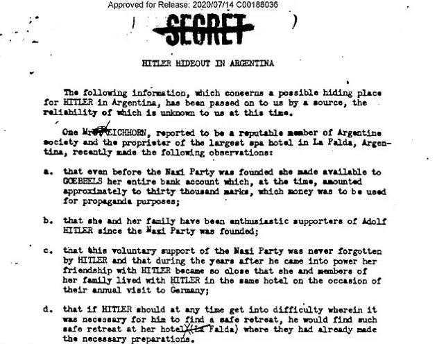 Az ügynökök tételesen felsorolják, miért hiszik, hogy a náci szimpatizánsok szállójában rejtőzködik a Führer