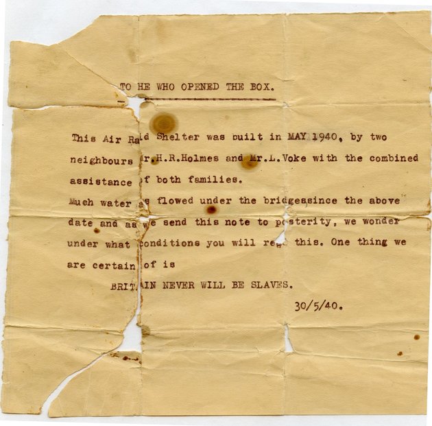 A dobozban talált levél (Kép forrása: Facebook / Littlehampton Museum) 