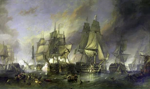 Mindent kockára tett új taktikájával a trafalgari csatában Nelson admirális