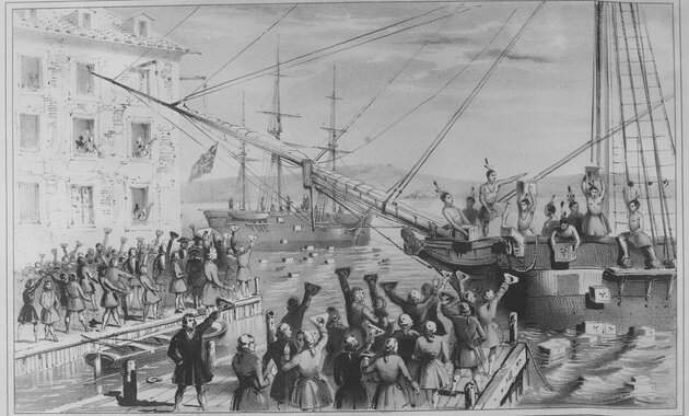 Illusztráció a bostoni teadélutánról