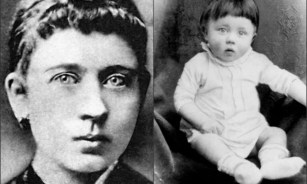 Adolf Hitler édesanyja és ő maga kisgyermekként