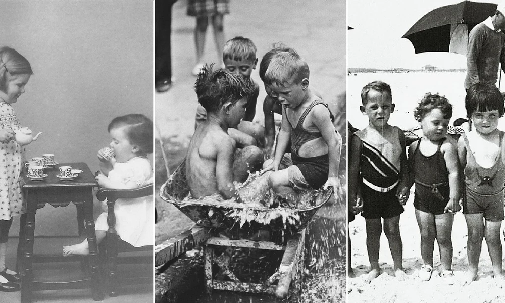 Gyermekek a játékaikkal az 1930-as években