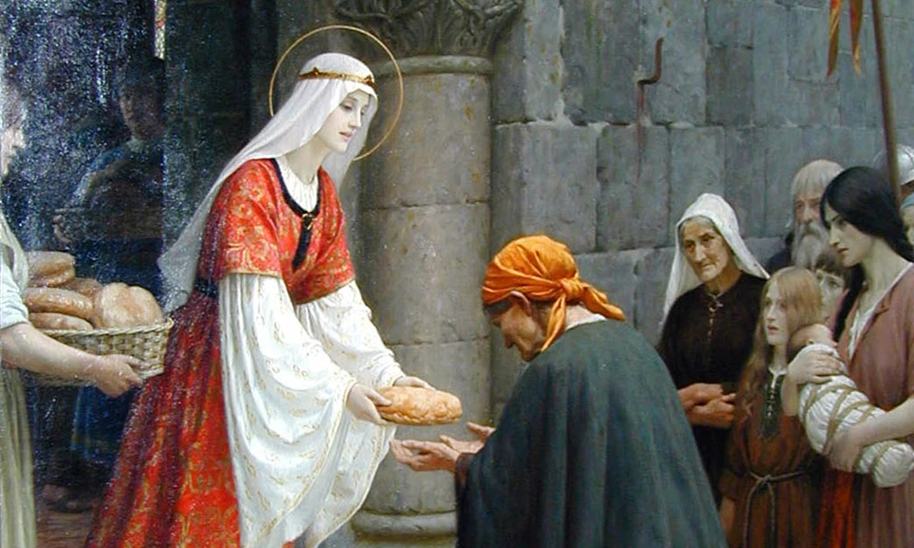 Edmund Blair Leighton: Árpád-házi Szent Erzsébet kenyeret oszt a szegényeknek