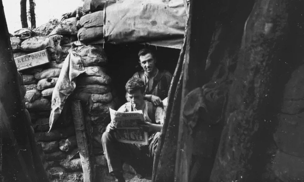 A 14. ír királyi lövészzászlóalj katonái a belgiumi Messines mellett, a ploegsteerti erdőben 1916 július-augusztusában 