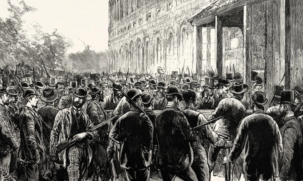 Az összegyűlt tömeg a New Orleans-i börtön előtt 1891. március 14-én