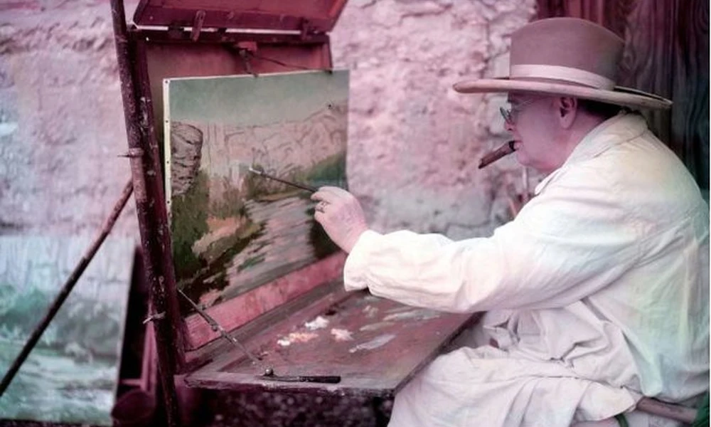 Churchill festés közben