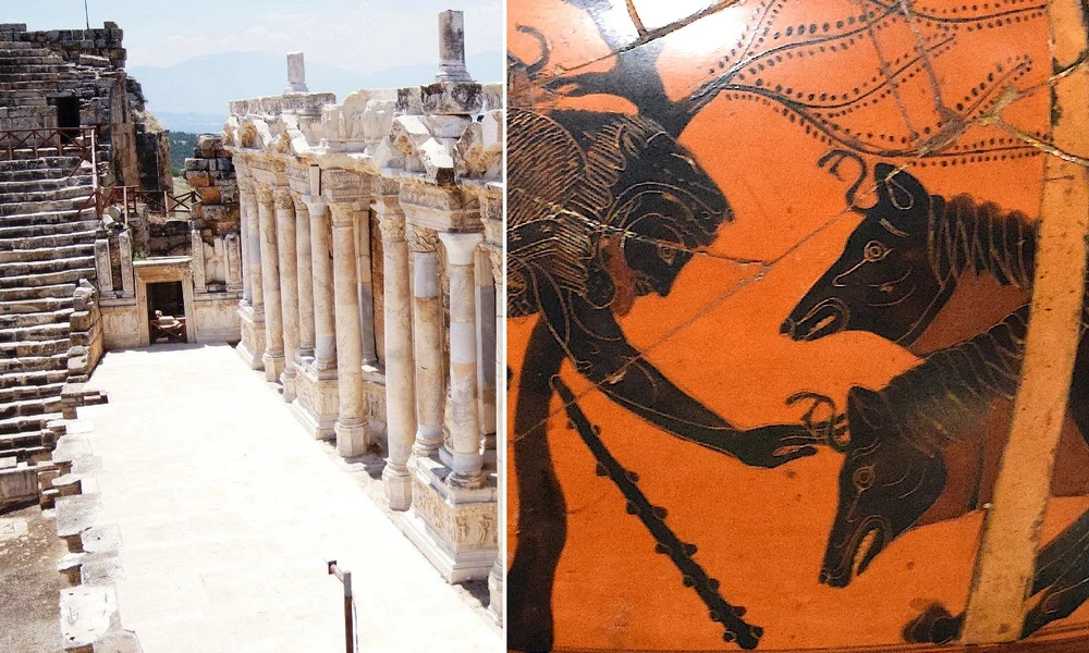 Az ősi templom Hierapolis városában, a mai Törökország területén és a pokol kapuját őrző Kerberos
