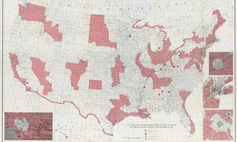 Szovjet állampolgárok számára tiltott területek az USA-ban 1957