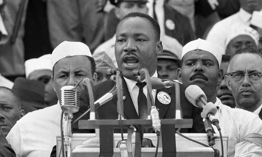 Martin Luther King „Van egy álmom” beszéde közben