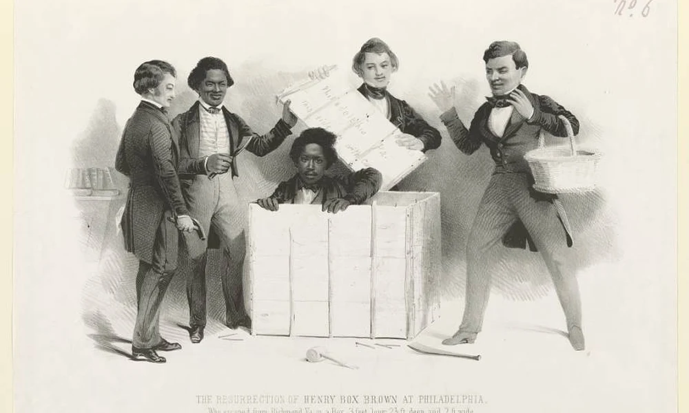 Henry „Box” Brown megmenekülése egy korabeli rajzon