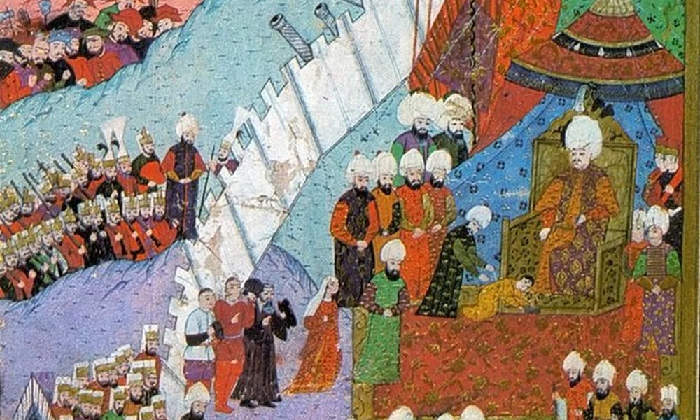 Buda várának török kézre kerülése (részlet Szejjid Lokman 16. századi festményéből)