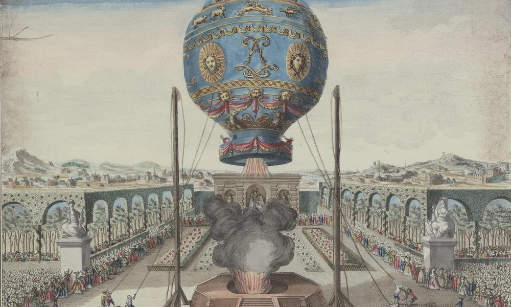 A Montgolfier testvérek 1783. október 19-i kísérlete