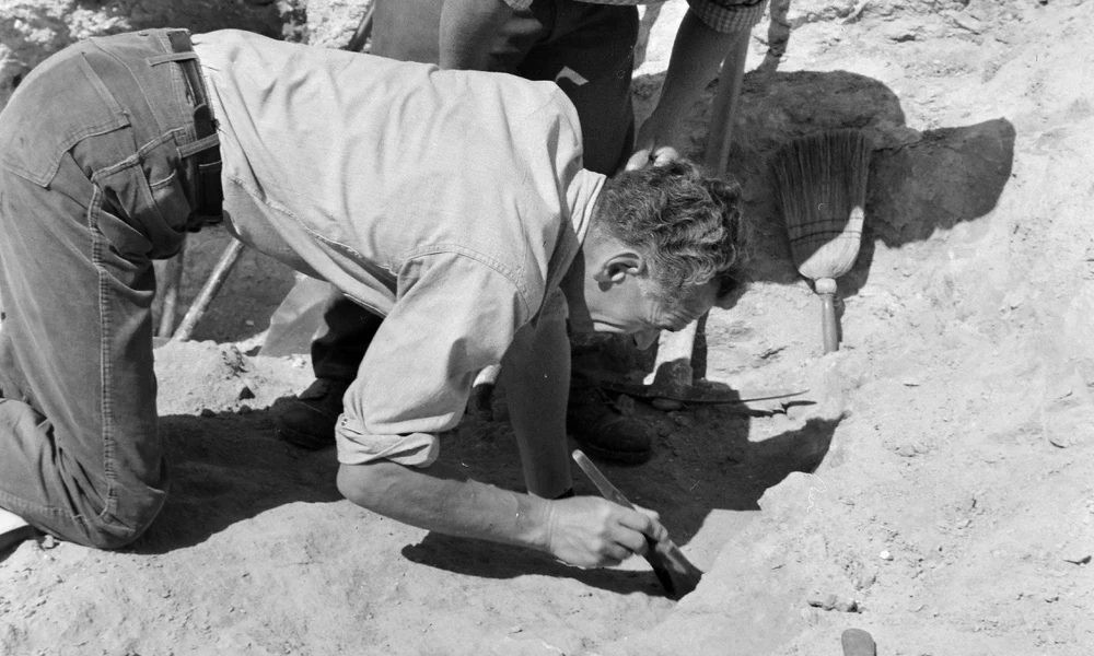 A vértesszőlősi ásatás vezetője, Vértes László 1965-ben