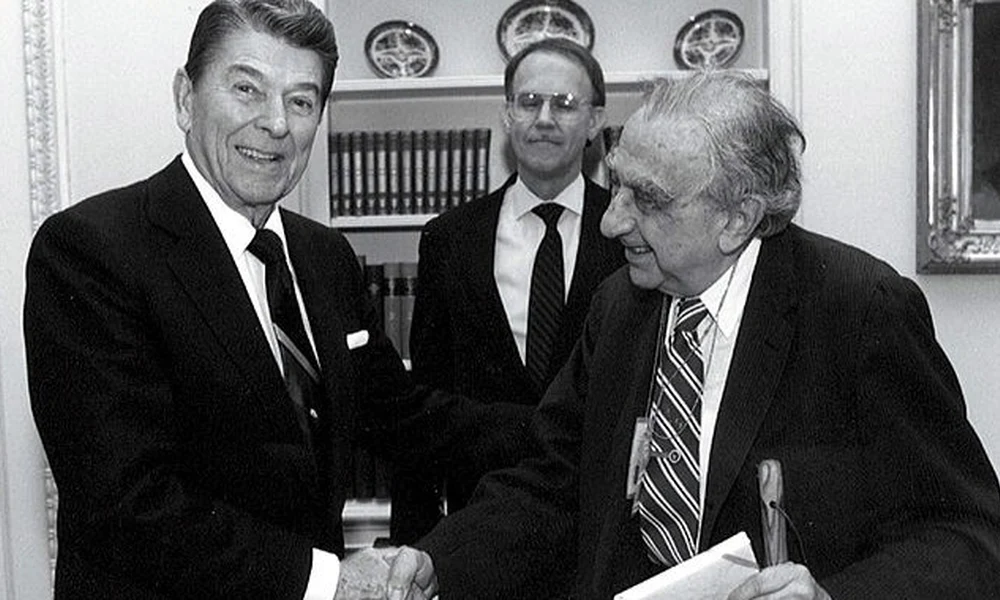 Ronald Reagan Teller Edével a Fehér Házban