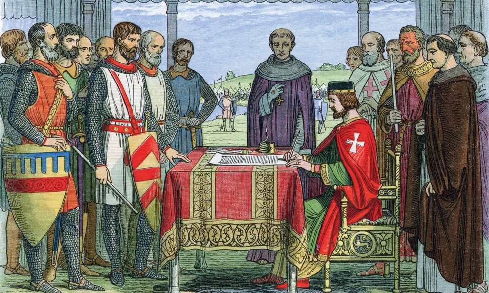 I. (Földnélküli) János aláírja a Magna Carta néven ismert dokumentumot 