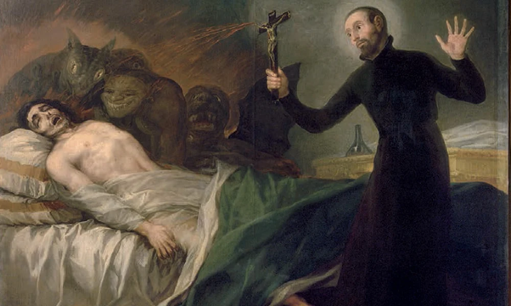  További részletek Francisco Goya festményén Borgia Szent Ferenc exorcizmust végez.