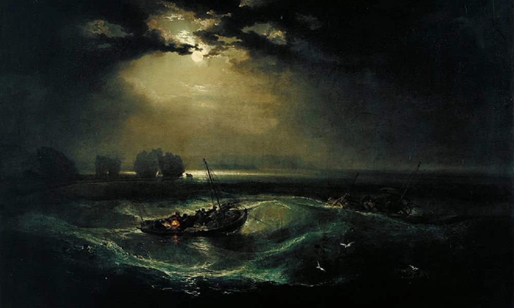 A Halászok a tengeren, 1796-ban kiállítva, Turner eddig elsőnek tartott olajfestménye a Királyi Akadémián