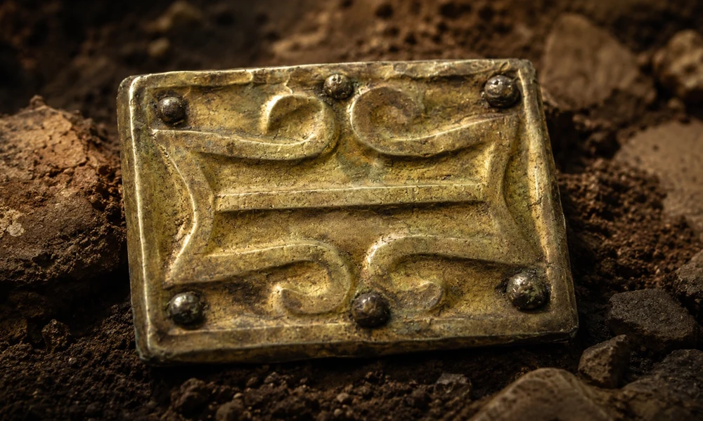 Kép a feltárt hámdíszről 