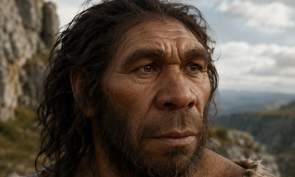 Illusztráció egy neandervölgyiről 