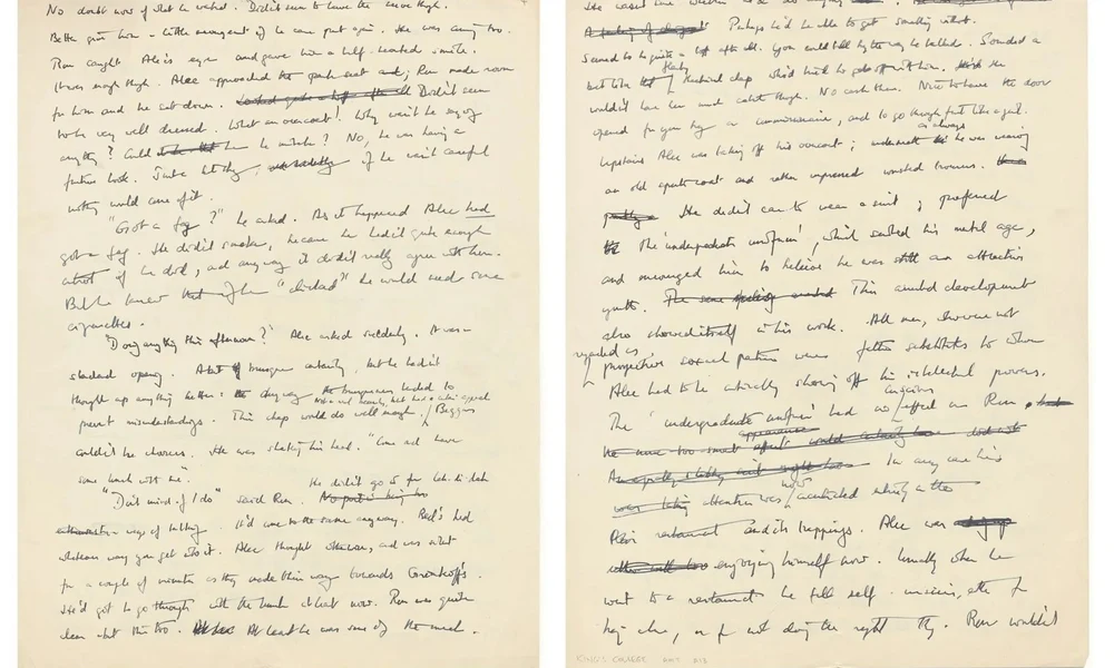 Alan Turing befejezetlen és kiadatlan „Pryce bójája” című novellájának 5. és 6. oldala. Forrás: King’s College, Cambridge