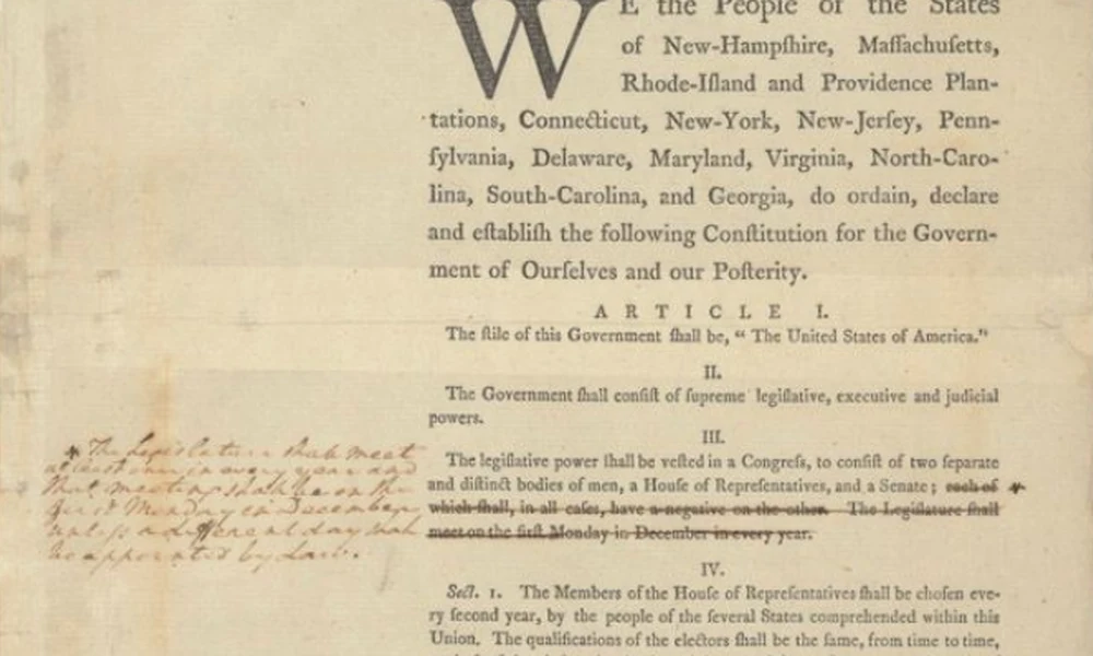 Első alkalommal állítják ki George Washington saját kezűleg jegyzetelt amerikai alkotmánytervezetét a washingtoni Nemzeti Levéltárban.