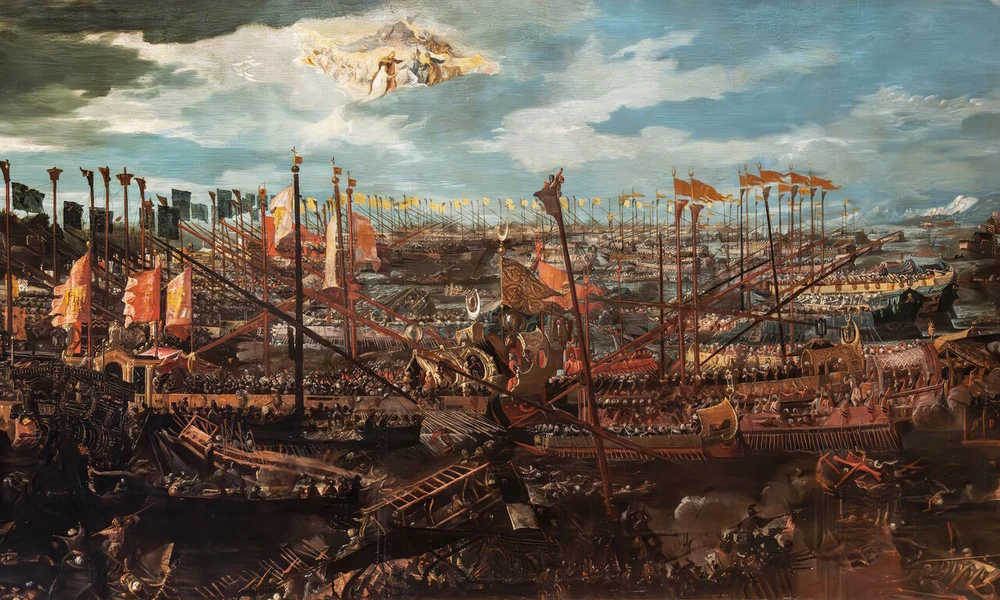 Andrea Vicentino (kb. 1571–1600), Museo Correr, Velence: A lepantói csata Kép: Wikipedia/Didier Descouens
