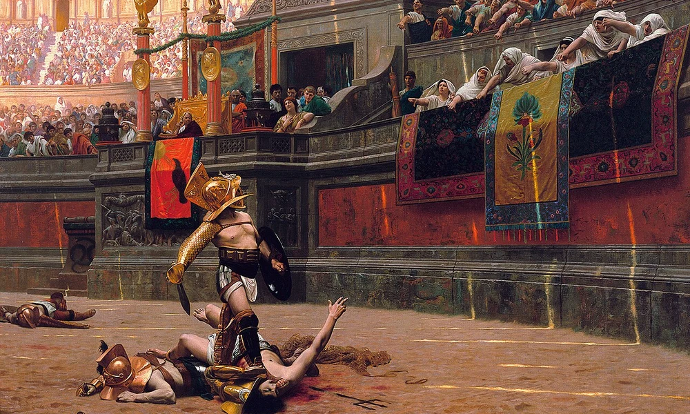 A gladiátorok vére az ókori Rómában az epilepszia gyógymódjának számított (Forrás: Jean-Léon Gérôme: Pollice Verso (1872) via Wikimedia Commons)