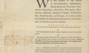 Első alkalommal látható George Washington jegyzetelt amerikai alkotmánytervezete