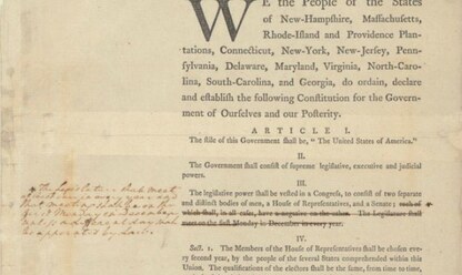 Első alkalommal látható George Washington jegyzetelt amerikai alkotmánytervezete