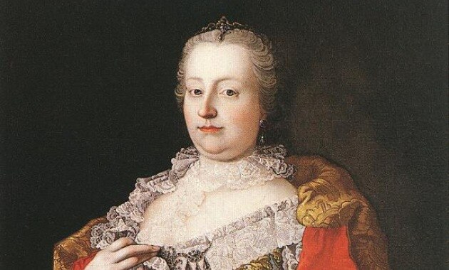 Mária Terézia portréja a Szent Koronával és a királyi jogarral az 1750-es években