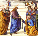 A Sixtus-kápolna A kulcsok átadása Péternek című[3] freskójának részlete (Pietro Perugino, 1481–1482)