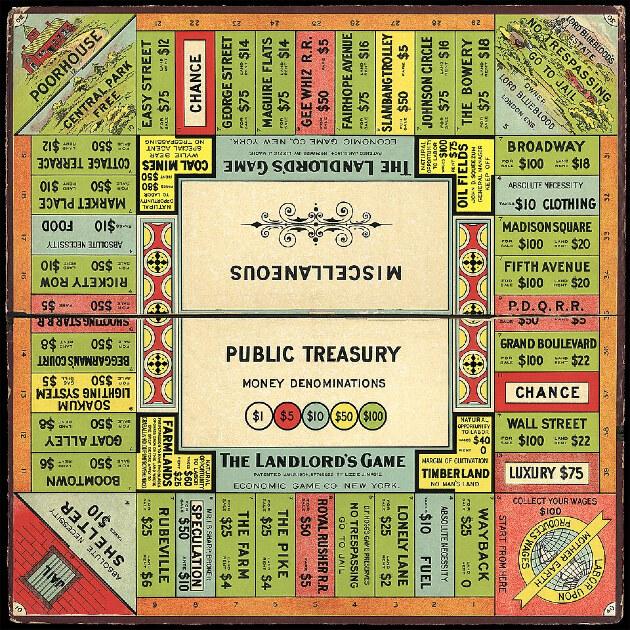 Az első Monopoly játéktábla (Landlords Game, 1906)