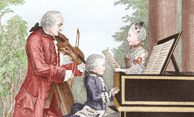 Leopold Mozart két gyermekével, Mária Annával és Wolfganggal (Forrás: adoc-photos / Corbis via Getty Images)