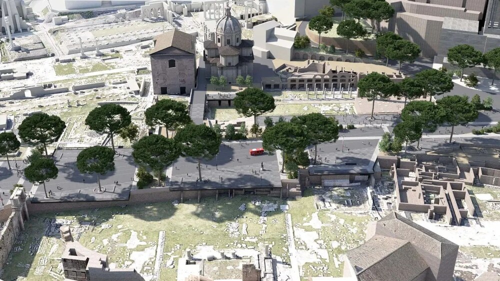 A Via dei Fori Imperiali középső szakaszának látványterve