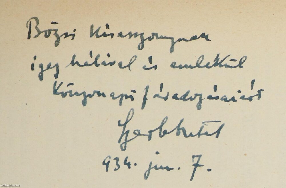 Szerb Antal dedikációja