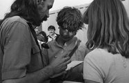 1980, Hajógyári-sziget, balra Schuster Lóránt a P. Mobil együttes vezetője, Szuperkoncert