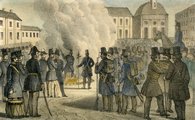 Kossuth bankókat égetnek 1849. október 18-án