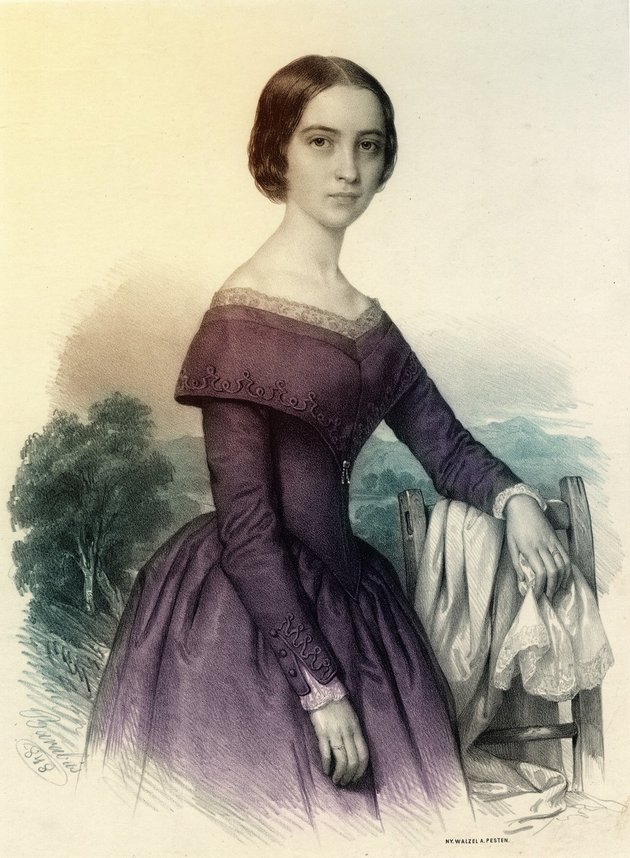 Szendrey Júlia, színezett litográfia