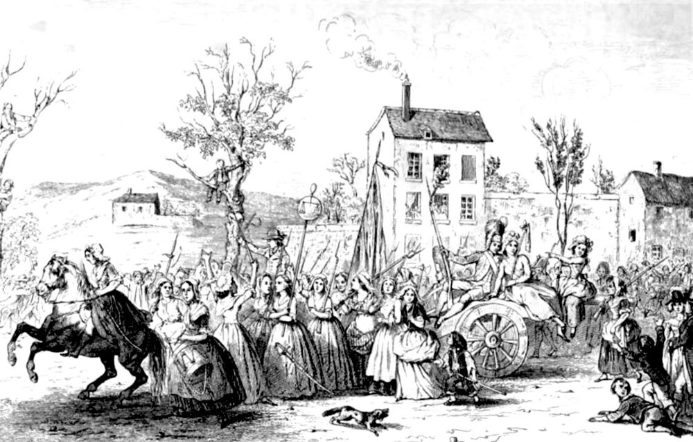 1842-es illusztráció az „asszonyok menetéről”