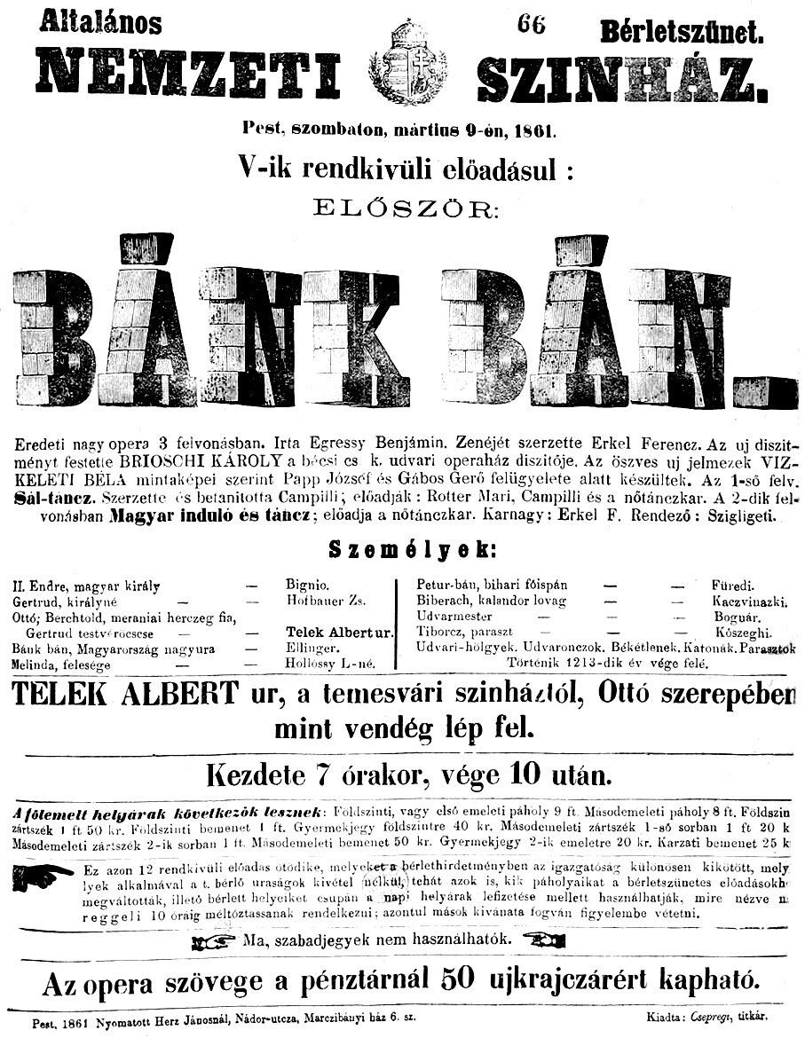 Az ősbemutató plakátja