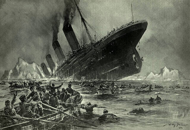 A süllyedő Titanic (Willy Stöwer metszete, 1912)
