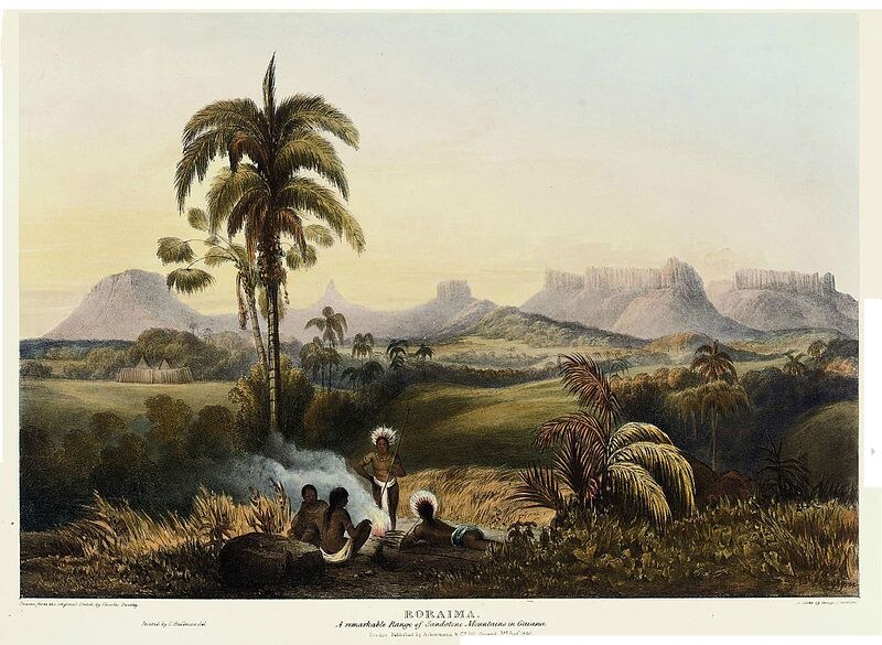 Charles Bentley festménye a dél-amerikai Roraima hegységről. (1840)